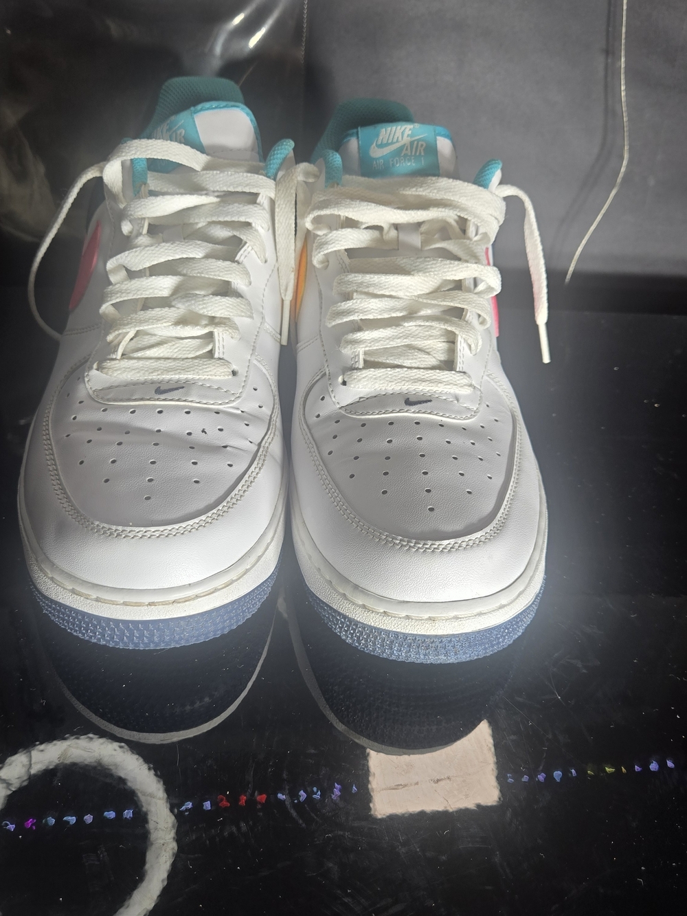 NIKE AIR FORCE 1 07 WHITE/RACER PINK-THUNDER BLUE size 12** - Picture 2 of 8